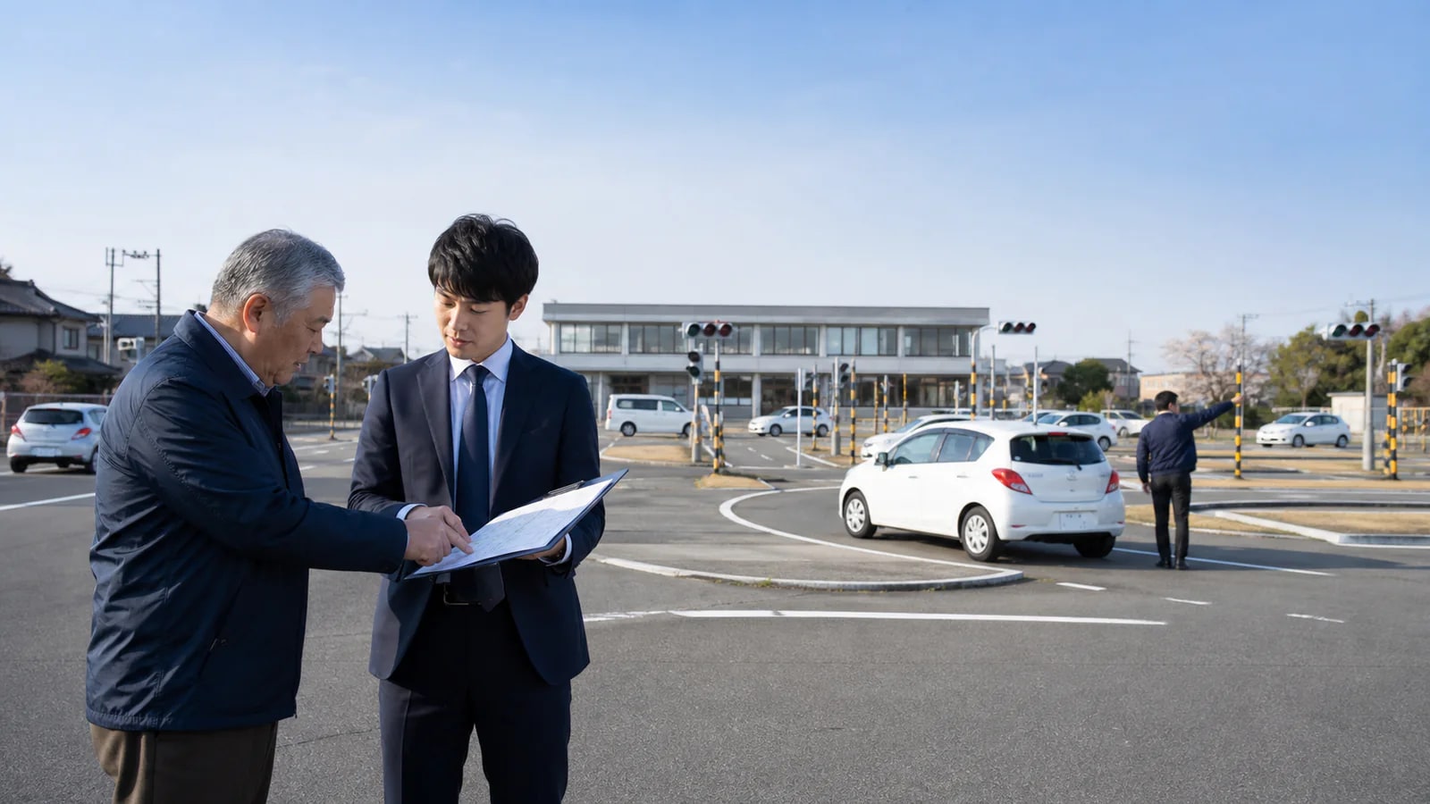 自動車教習所のM&Aにおける指定・指導員・校地・PMIを表す教習コースのアイキャッチ